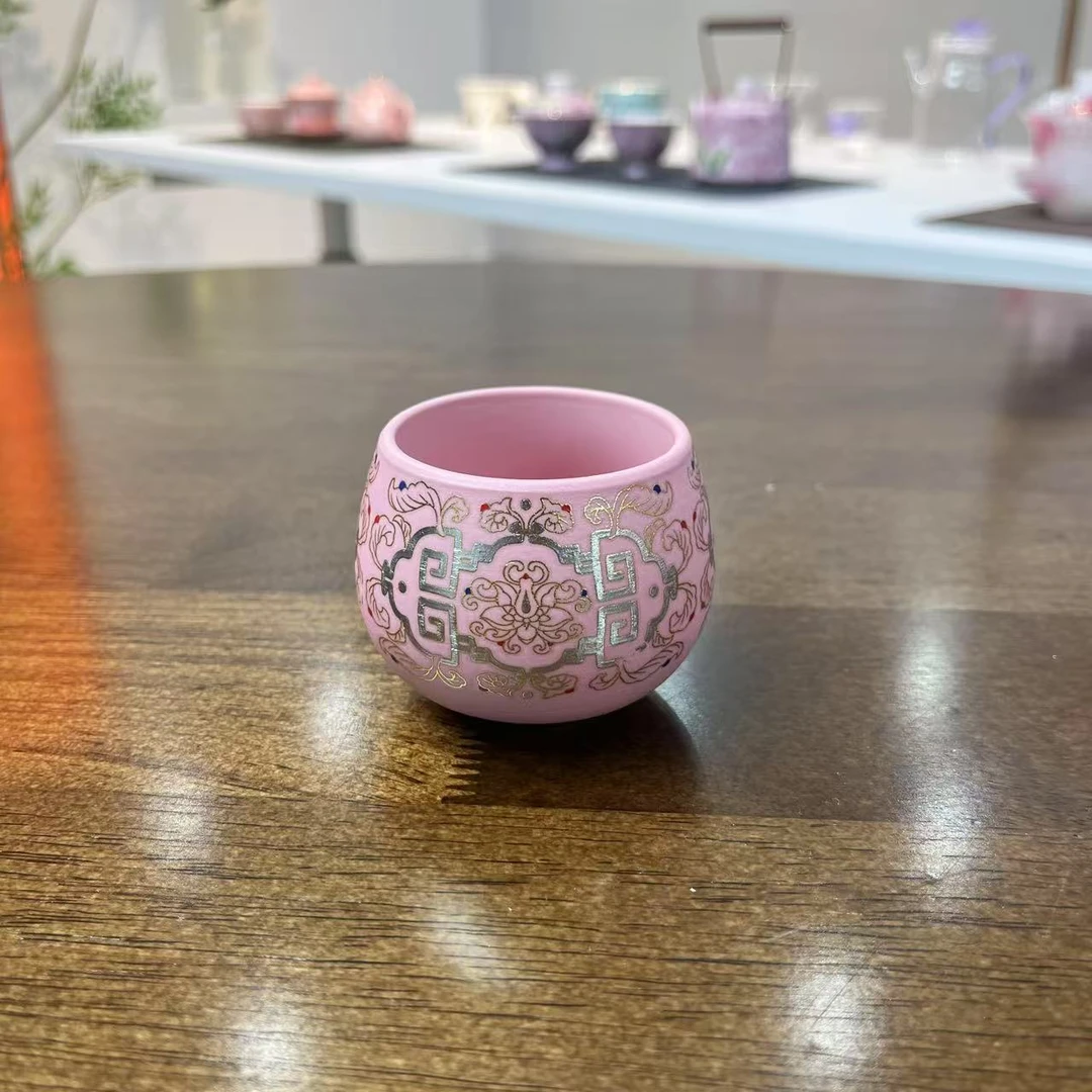 粉泥紫砂掐丝-西施壶(杯)@848
