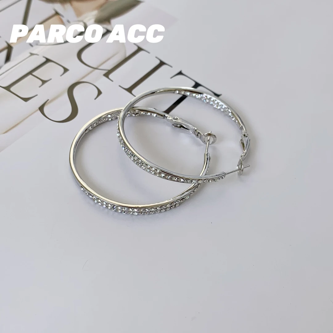 铜合金合成锆石耳饰 TB601 满锆流线大圈