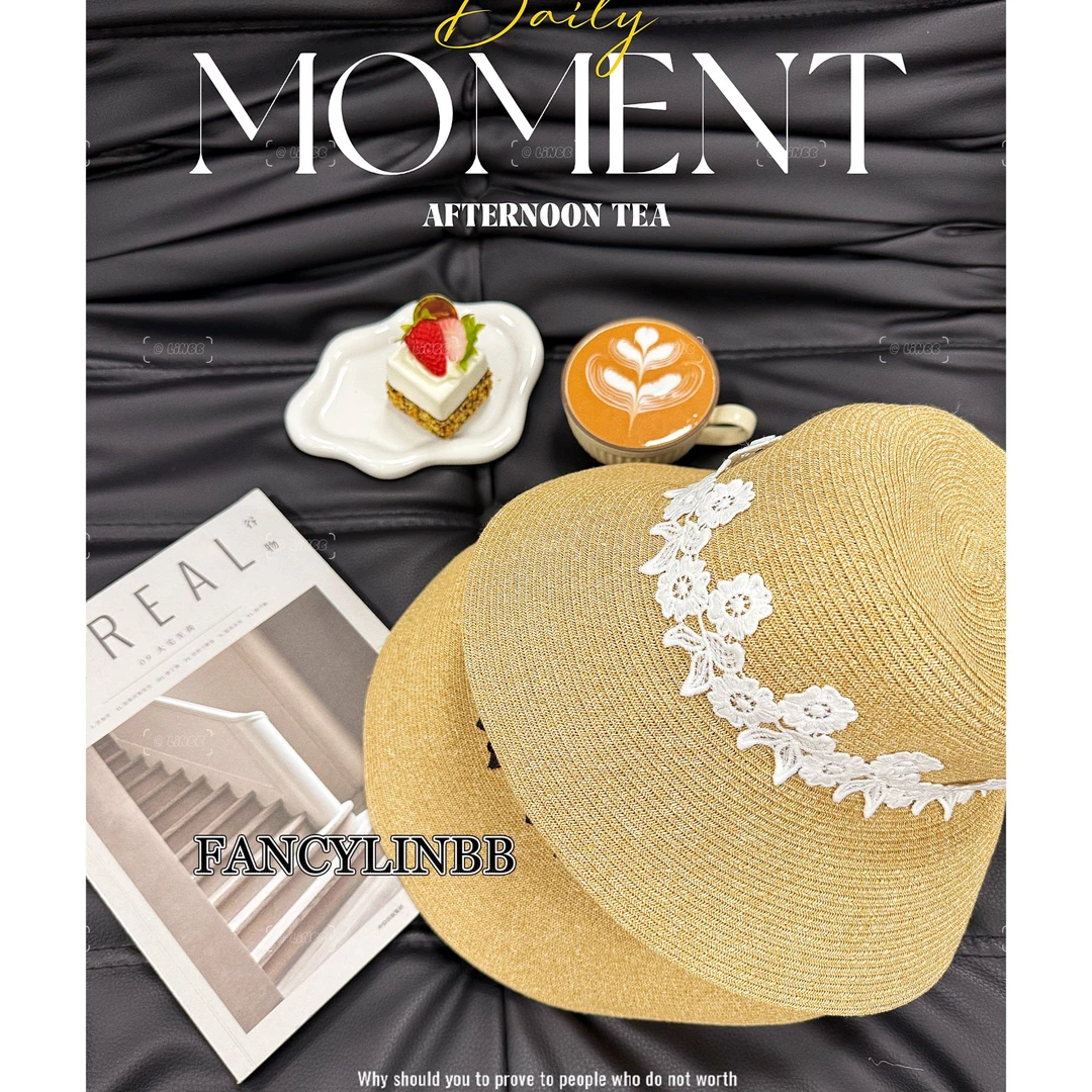 【花边草帽】林北鼻·法式度假风沙滩渔夫帽优雅蕾丝花边草帽