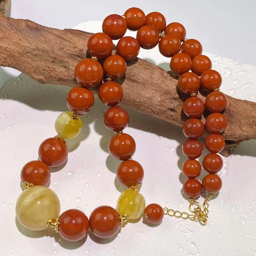 【亿轩臻选】ZX114812南红火焰纹黄白花塔链10-21mm+