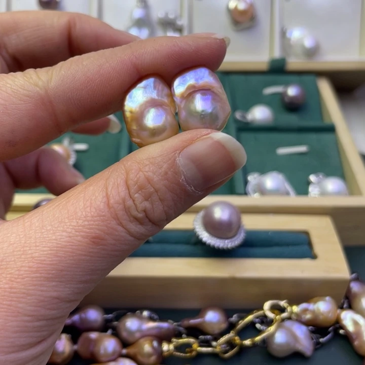 淡水珍珠耳饰银S925镶嵌