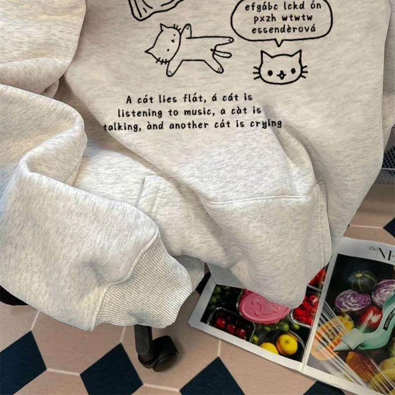 美式潮流韩版字母印花纯棉连帽卫衣男女宽松秋冬加绒加厚百搭上衣