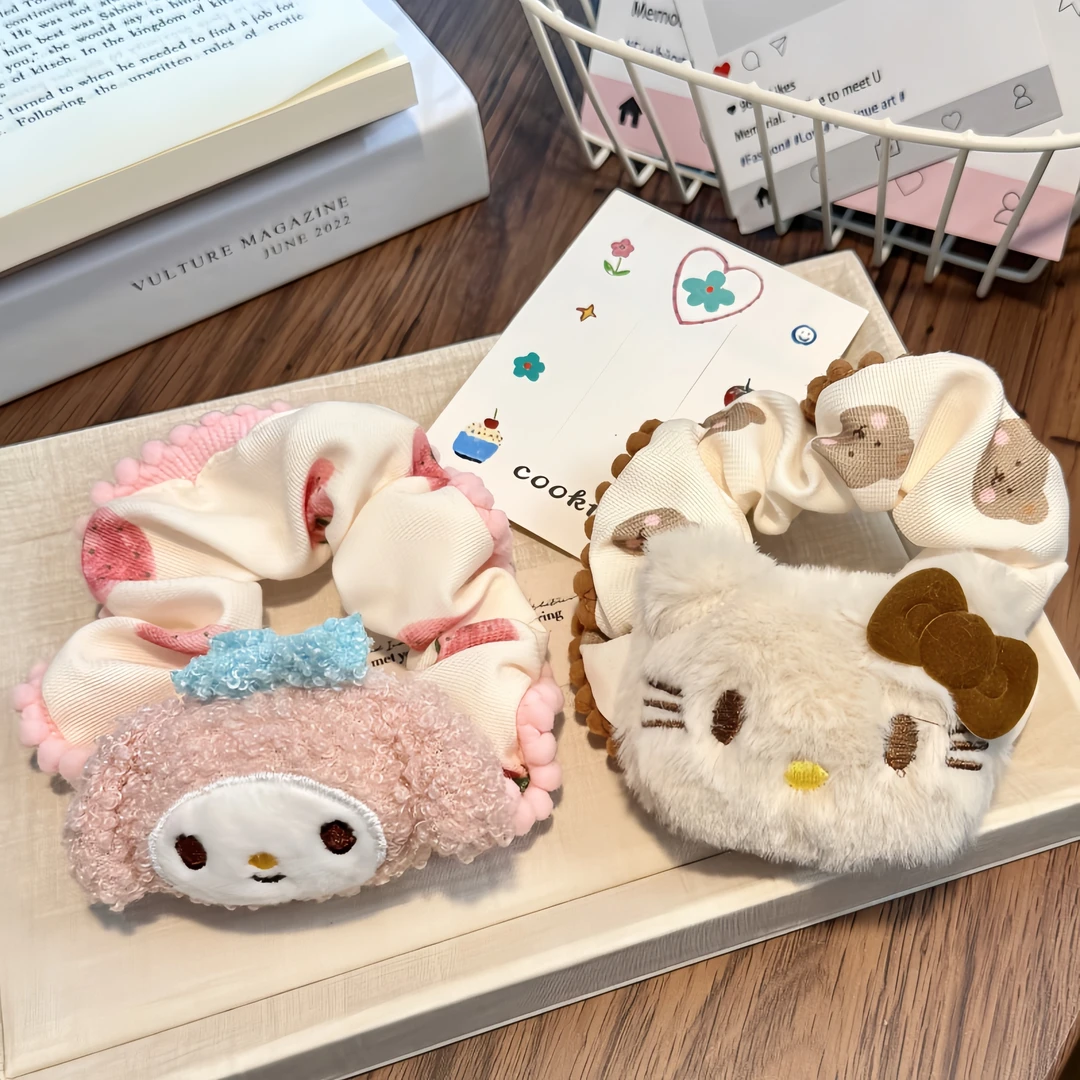 可爱Kitty美乐蒂发圈发绳粉色少女秋冬头绳大肠马尾发饰头饰新款