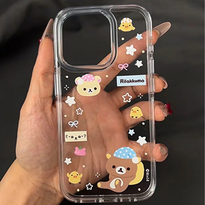 小星星轻松熊适用iPhone16ProMax手机壳15苹果14大孔13透明12/11