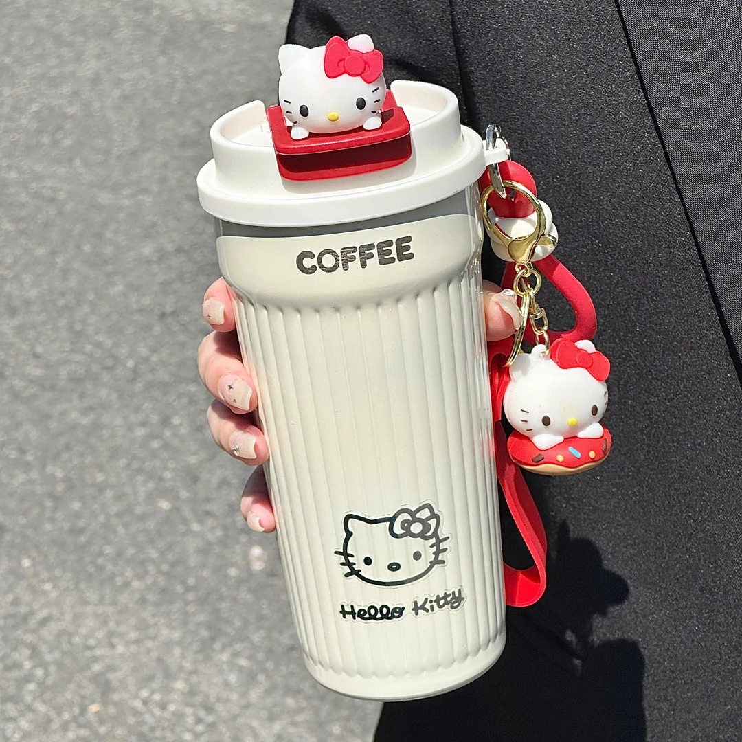hellokitty保温杯女士便携外出简约高级感咖啡保冷杯办公室吸管杯