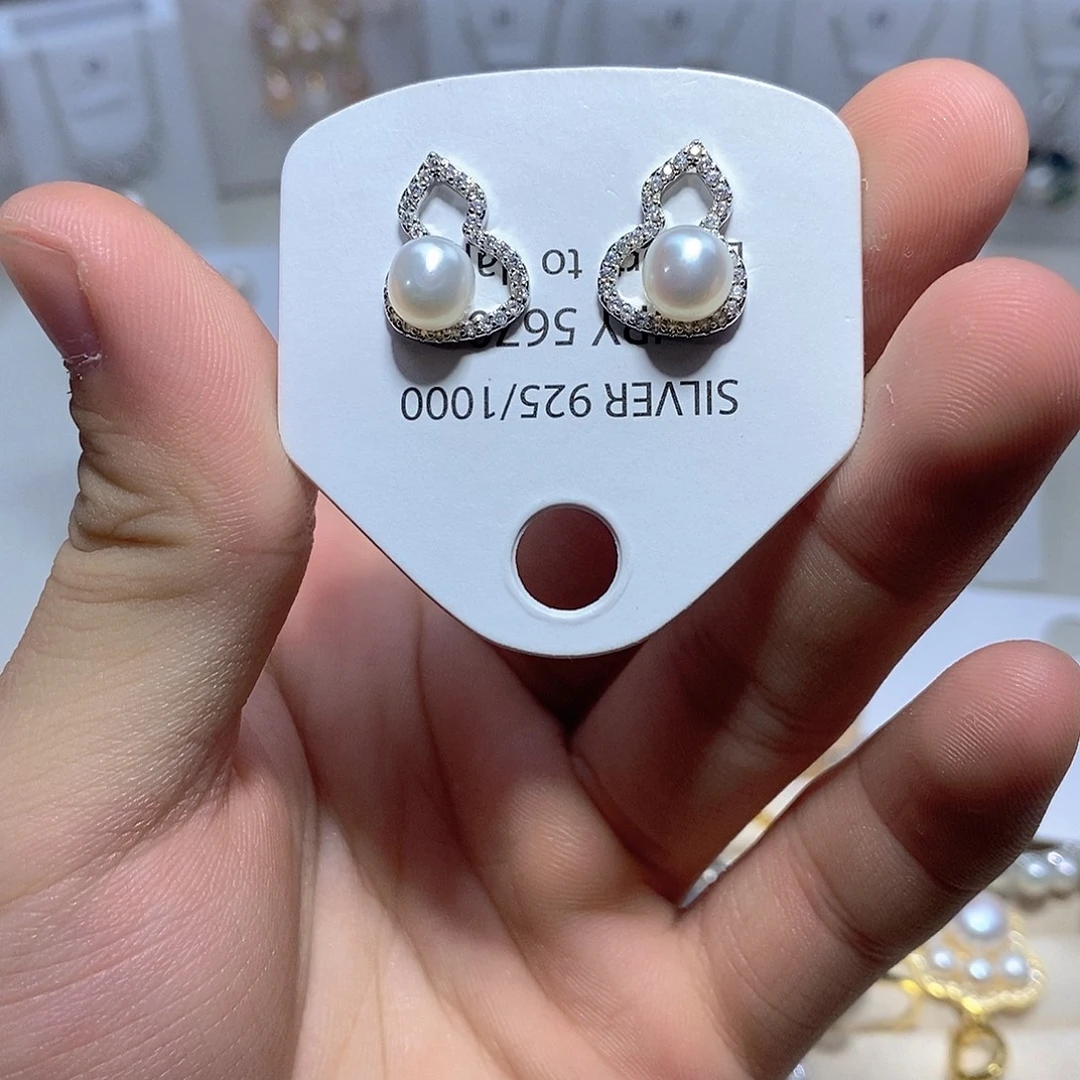 银S925镶嵌耳饰淡水珍珠