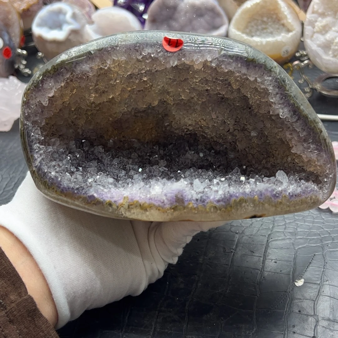 未镶嵌水晶珠宝半成品皮薄口大洞深钱袋子11