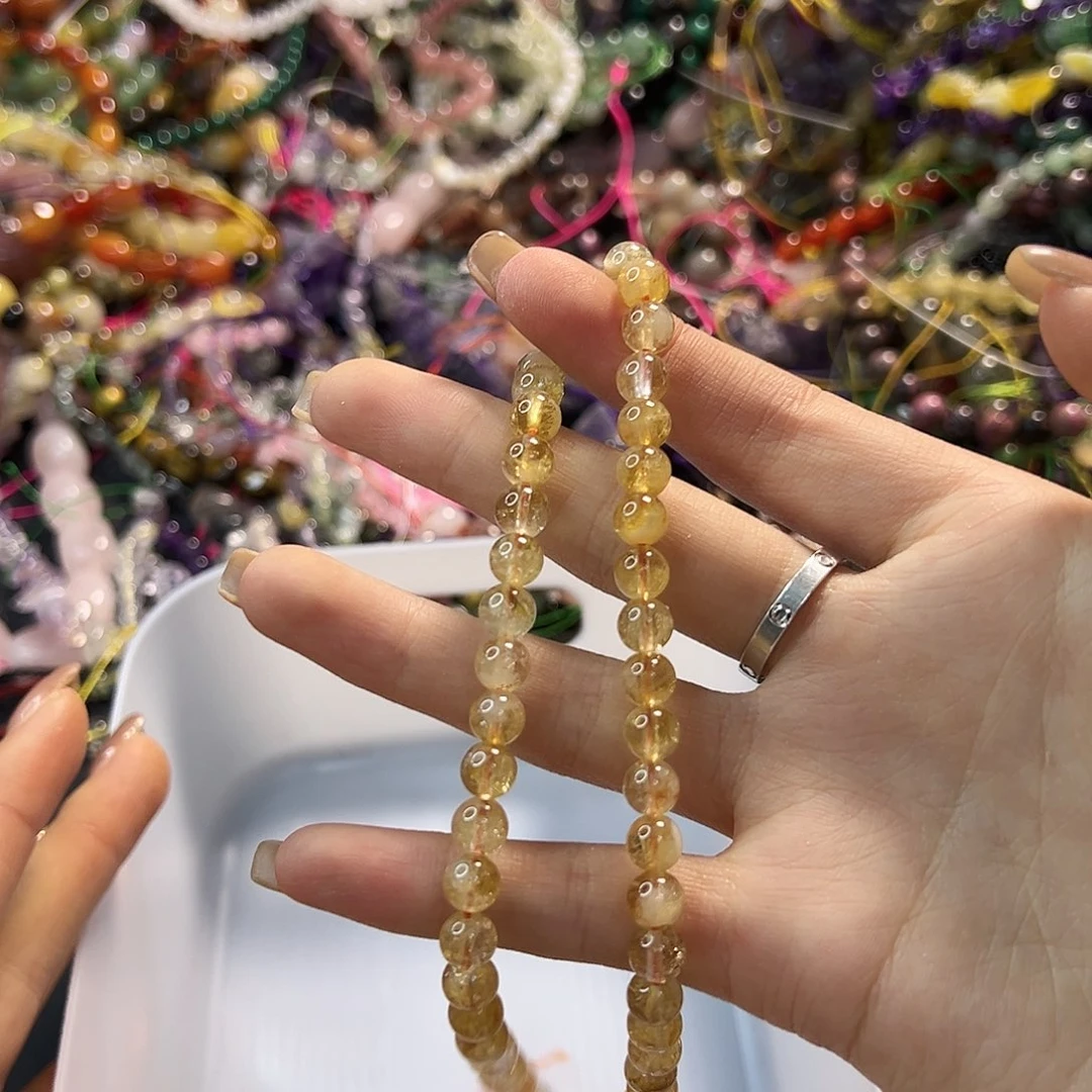 玛瑙/玉髓合金珠宝半成品暴力黄卡7一条