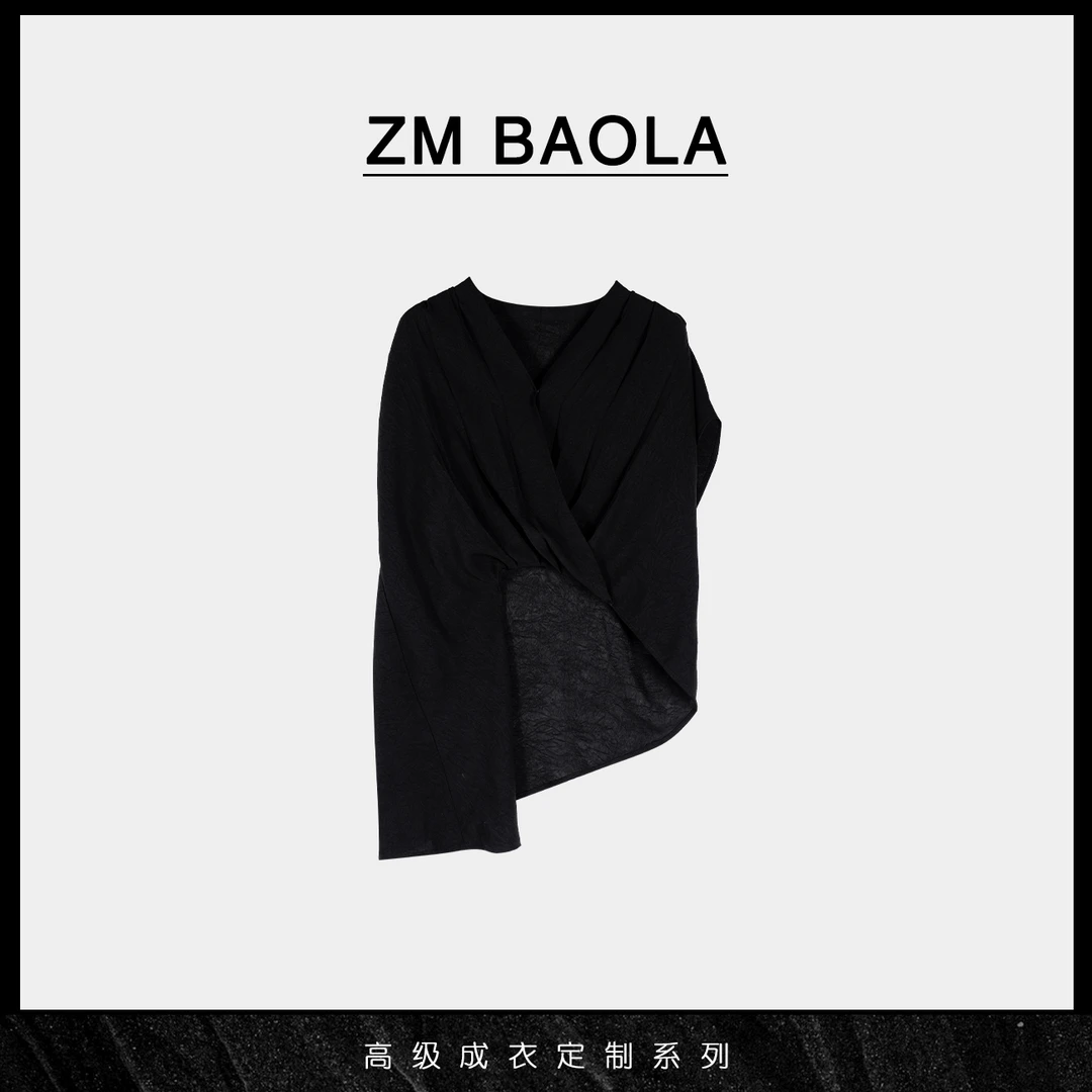ZM BAOLA【云痕-大言】褶皱工艺黑色无袖上衣BS6383-M2