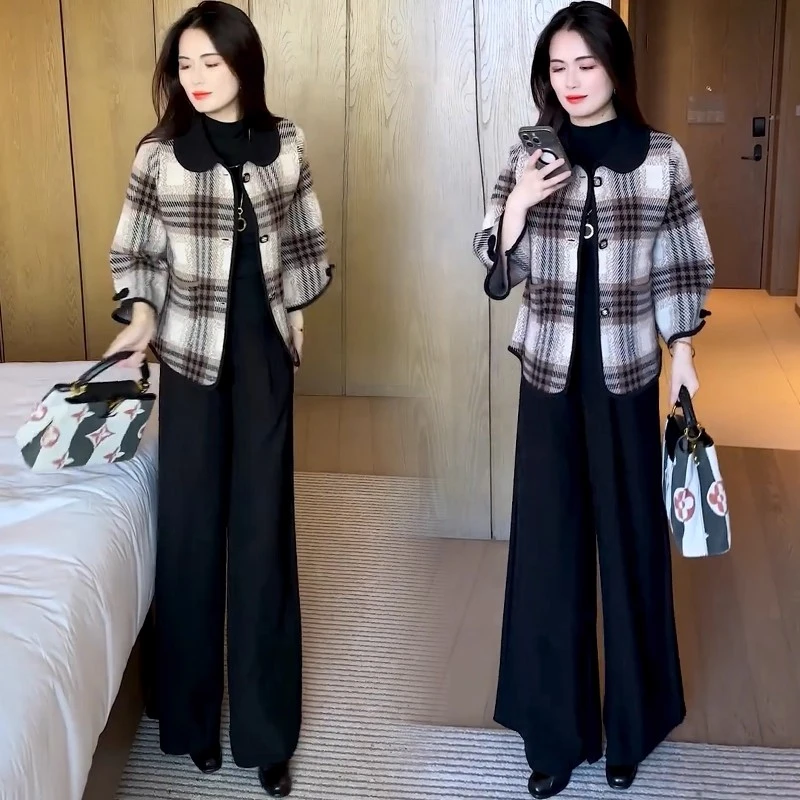 雅鹿小香风毛呢开衫女士显瘦2025春秋季新款潮流时尚洋气短款外套