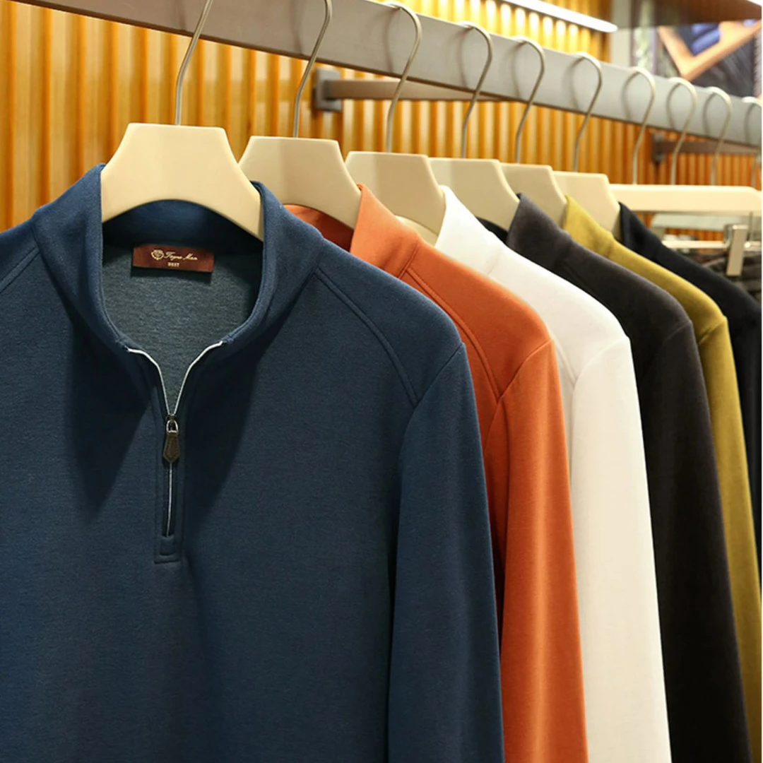 老钱风混纺科技暖绒面料男士商务休闲立领卫衣半拉链休闲运动外套