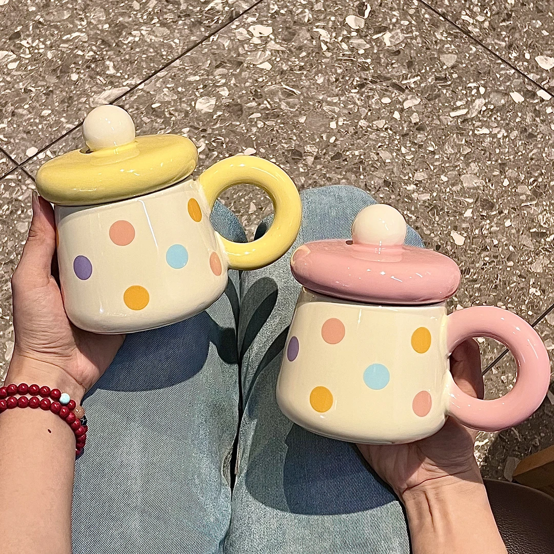 胖乎乎马克杯带盖勺陶瓷杯子大容量水杯情侣家用咖啡早餐杯伴手礼