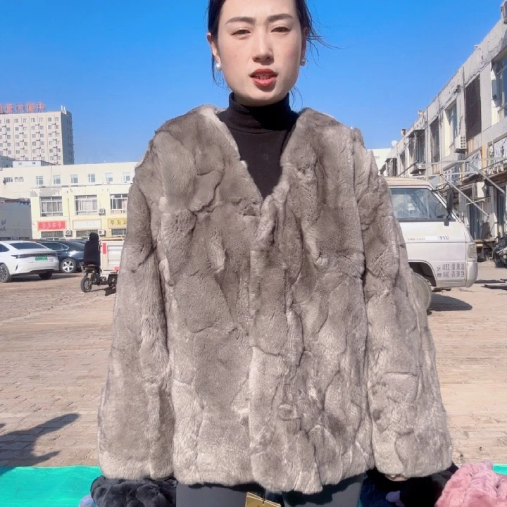 佳***能银兰灰短款v领小码m