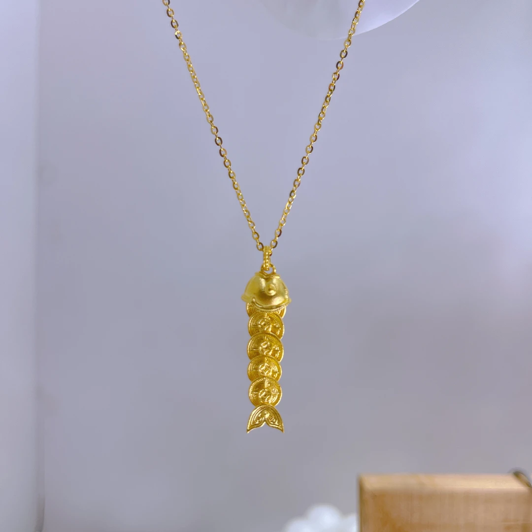 5G工艺足金999百搭五帝币年年有鱼套链小众送女友新年礼物
