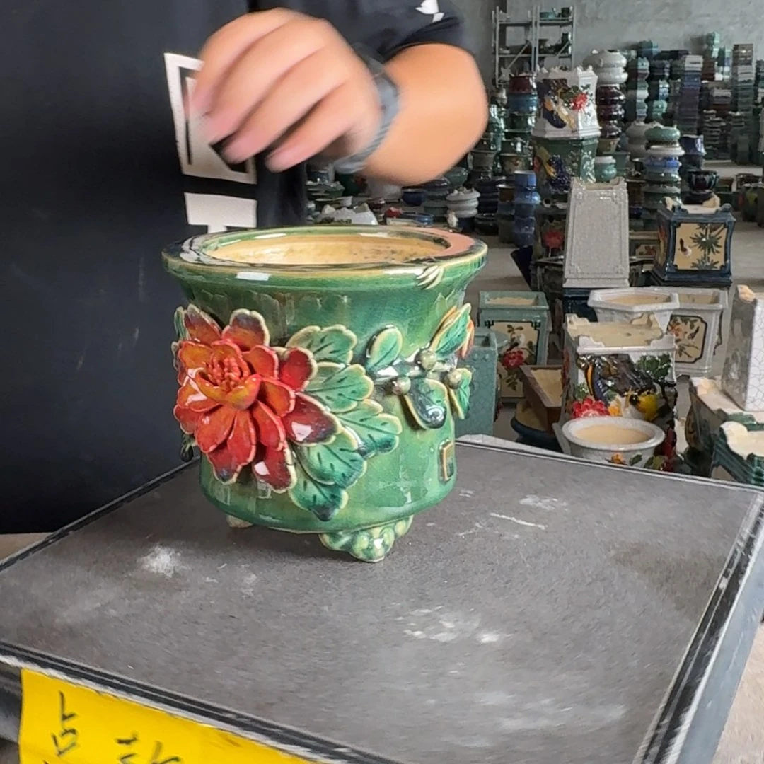 。一风堂石湾花盆 瑕疵鸟飞走了 内11*11