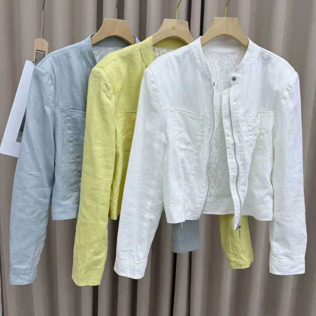 静静推荐 新款亚麻立领短款外套22c1069