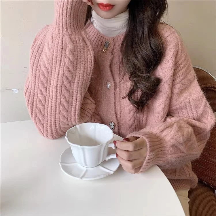 女圆领慵懒风毛针织衫秋季温柔网红外穿设计感毛衣上衣宽松