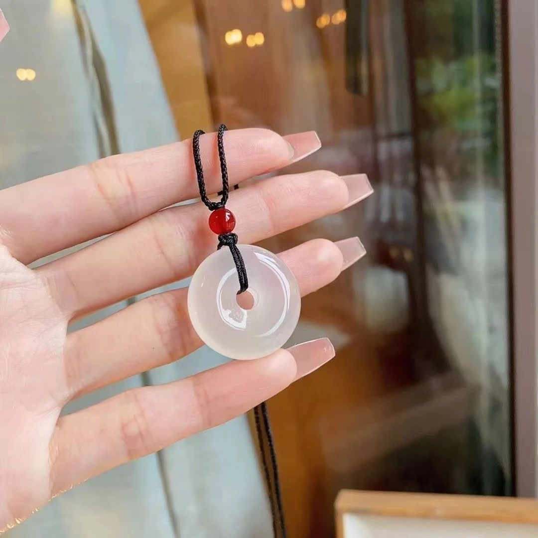 羊脂白平安扣吊坠汽车挂件DD