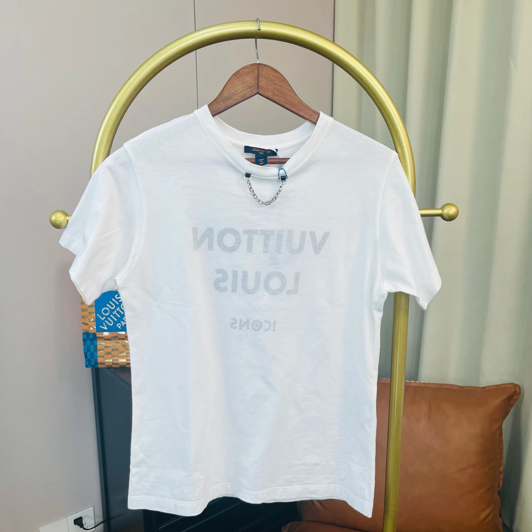 99新 LouisVuitton/路易威登 白色胸前logo链条短袖 L码 99新