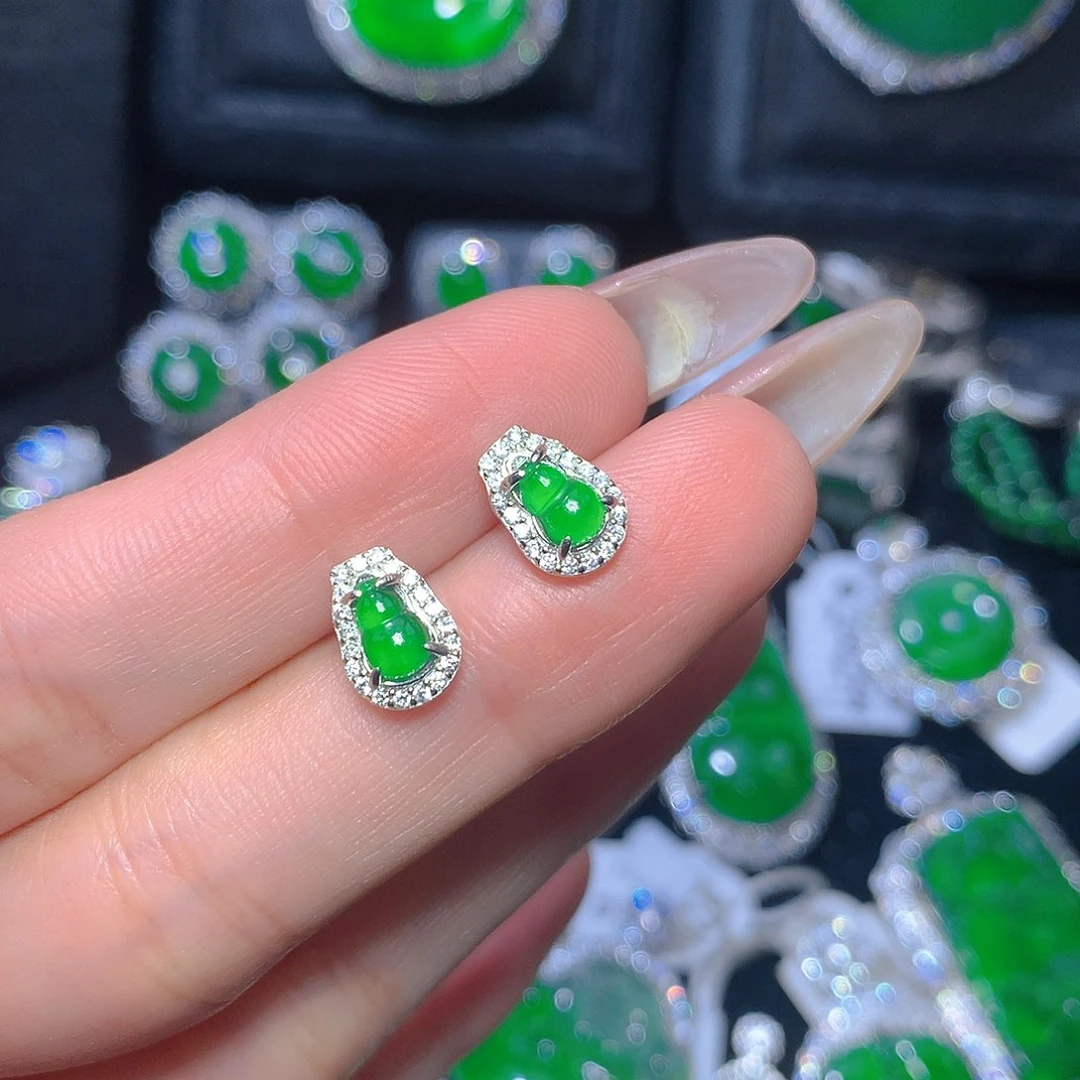 翡翠吊坠(不含链)银S925镶嵌翡翠