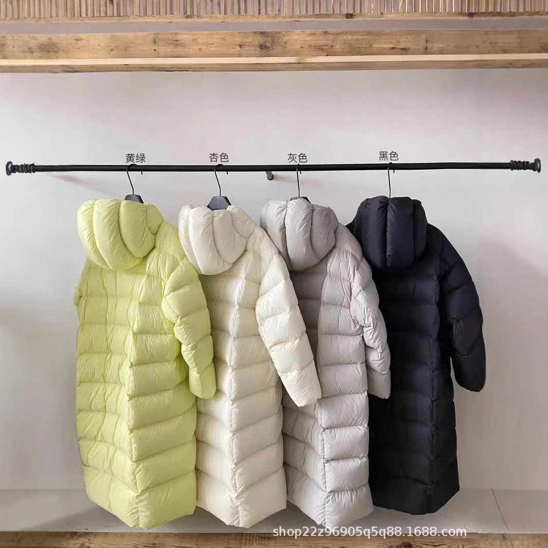 新款白鸭绒超轻无胆章鱼帽云朵泡芙25款湖羽绒服女长款过膝加冬保