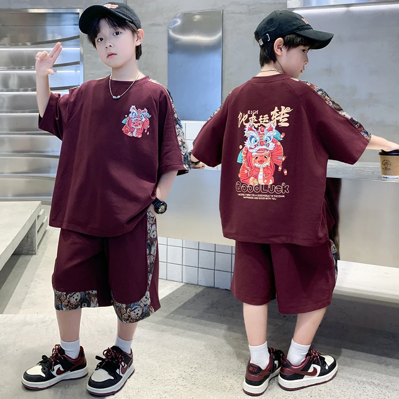 儿童装男童夏装短袖套装2025新款中大童夏季运动夏款男孩帅气时髦