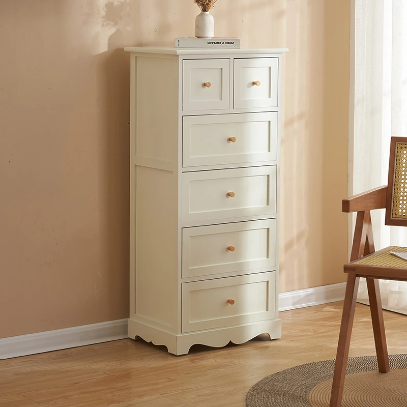 50*35*110cm米白色6斗柜收纳柜美式家用客厅储物柜抽屉式