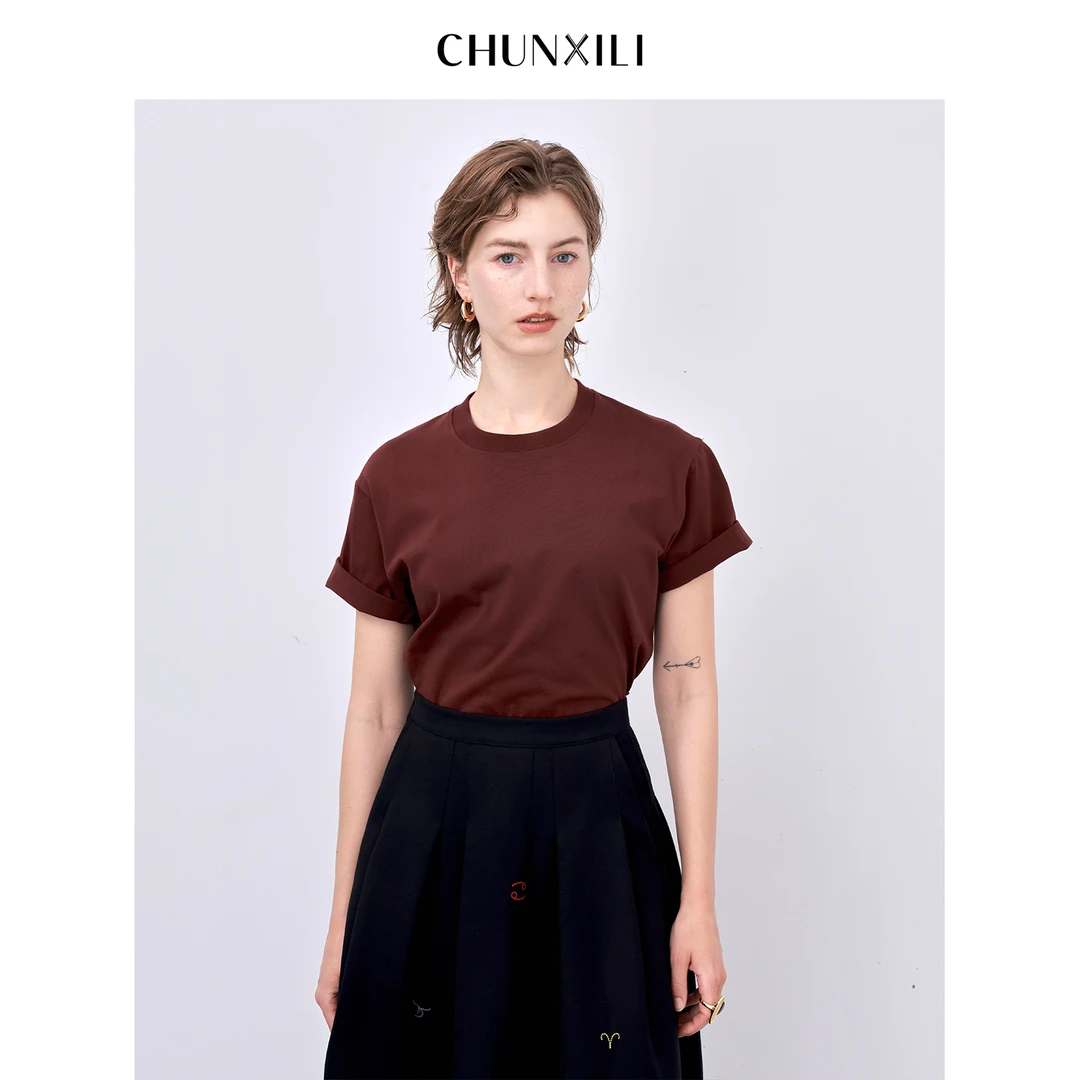 【无缝T】CHUNXILI/春熙里 简约气质百搭短袖T恤D00S51051