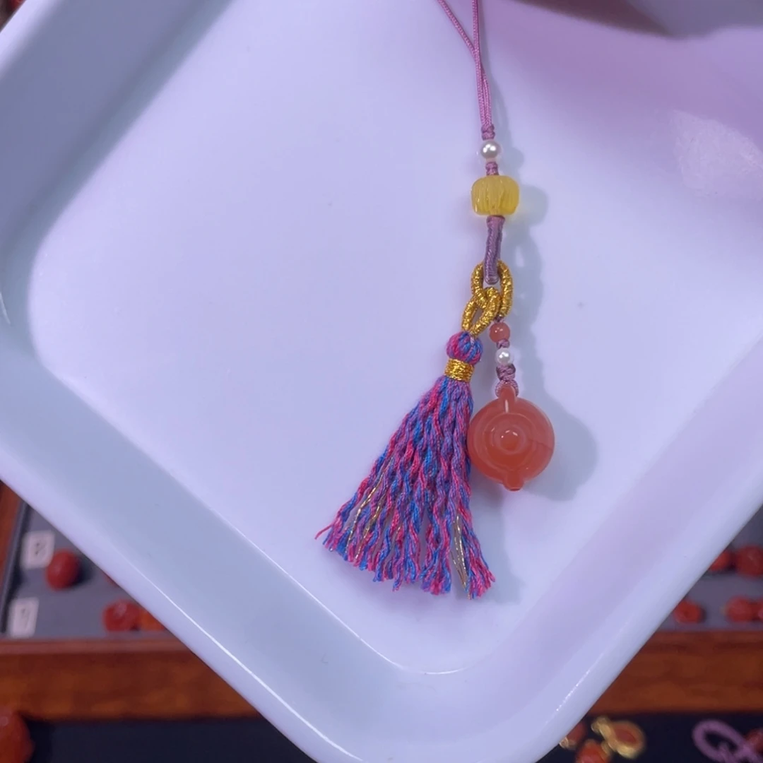 南红玛瑙未镶嵌把把壶手机挂