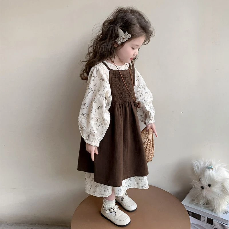 女童森系连衣裙2025春秋新款儿童碎花公主裙宝宝洋气韩系穿搭初秋