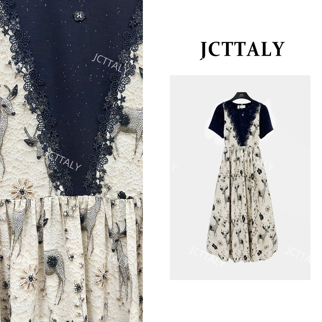 【Linda】【19】轻奢碎花拼接时尚减龄短袖宽松潮流连衣裙NH-A122