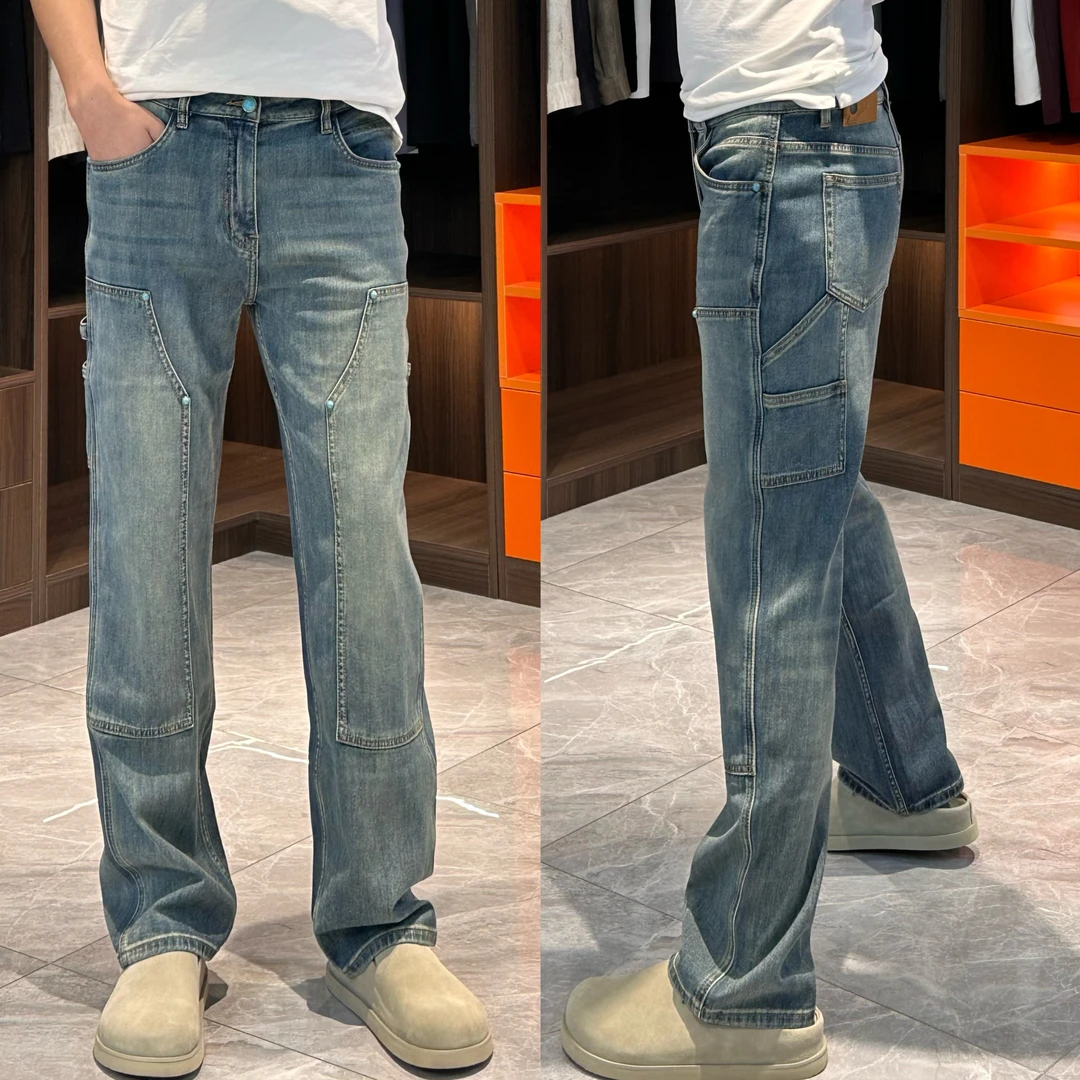 【裤子】F6635"夏季"HJ轻奢拼接款时尚高街直筒裤