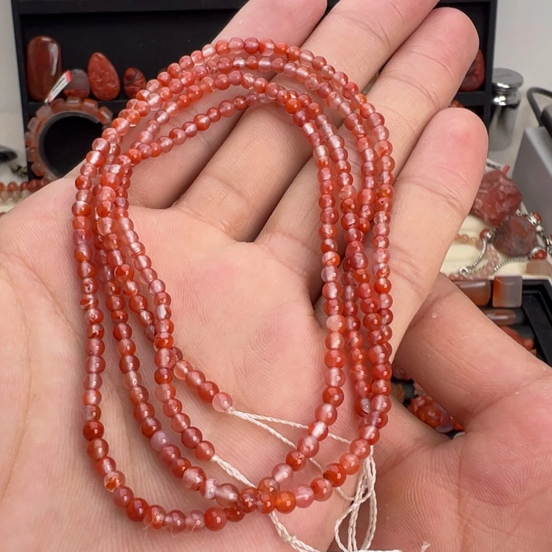 南红玛瑙未镶嵌颈饰冰飘多圈3mm+