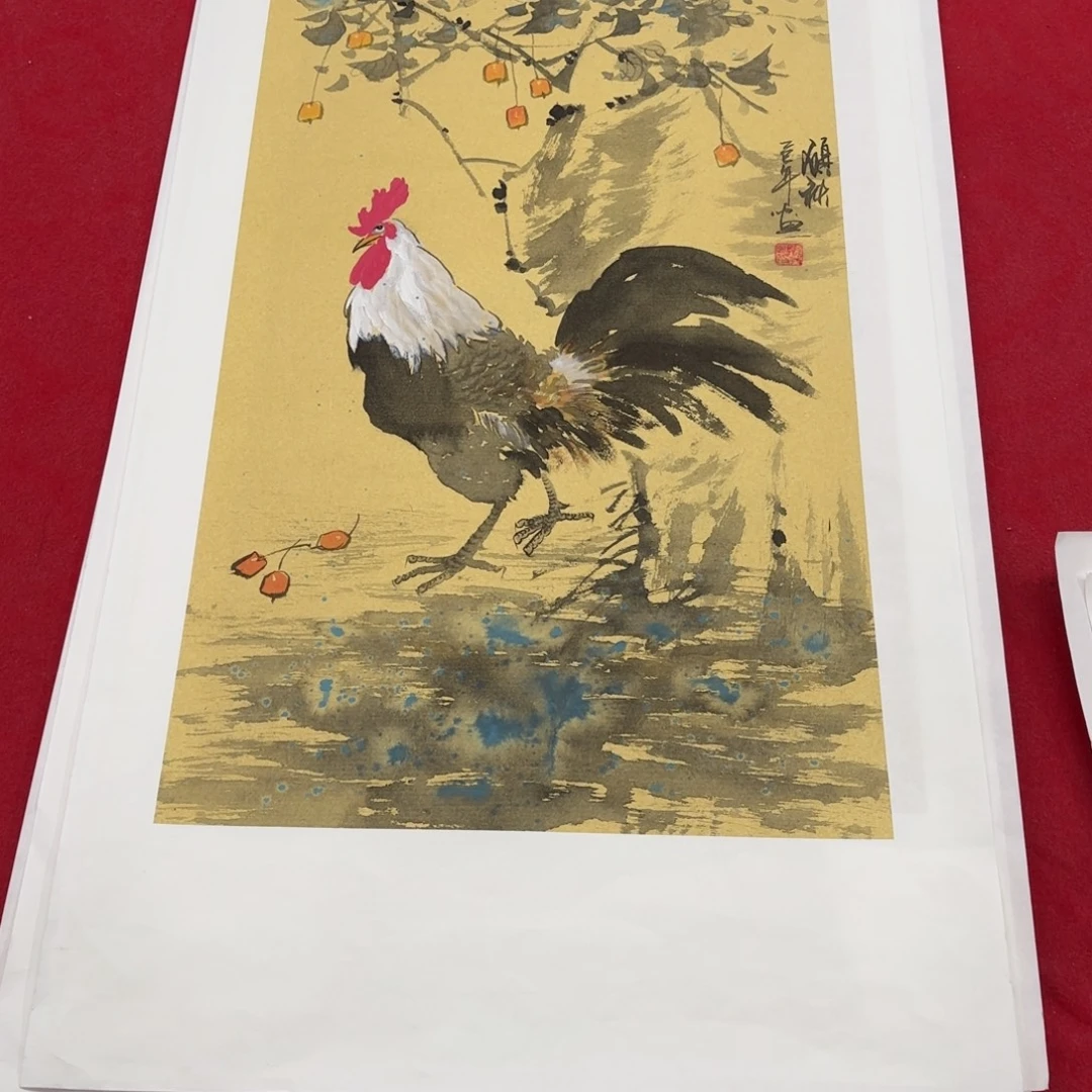 国画花鸟等图案为一体而