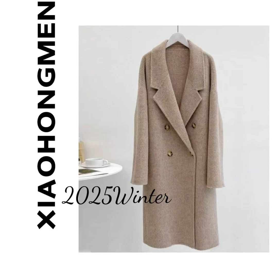 B920  2025冬季新款翻驳领简约气质百搭加厚长款双面羊毛大衣