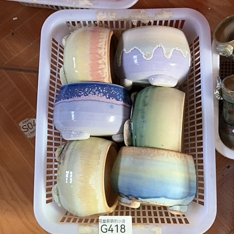 紫砂花盆418微瑕品口径7到8左右