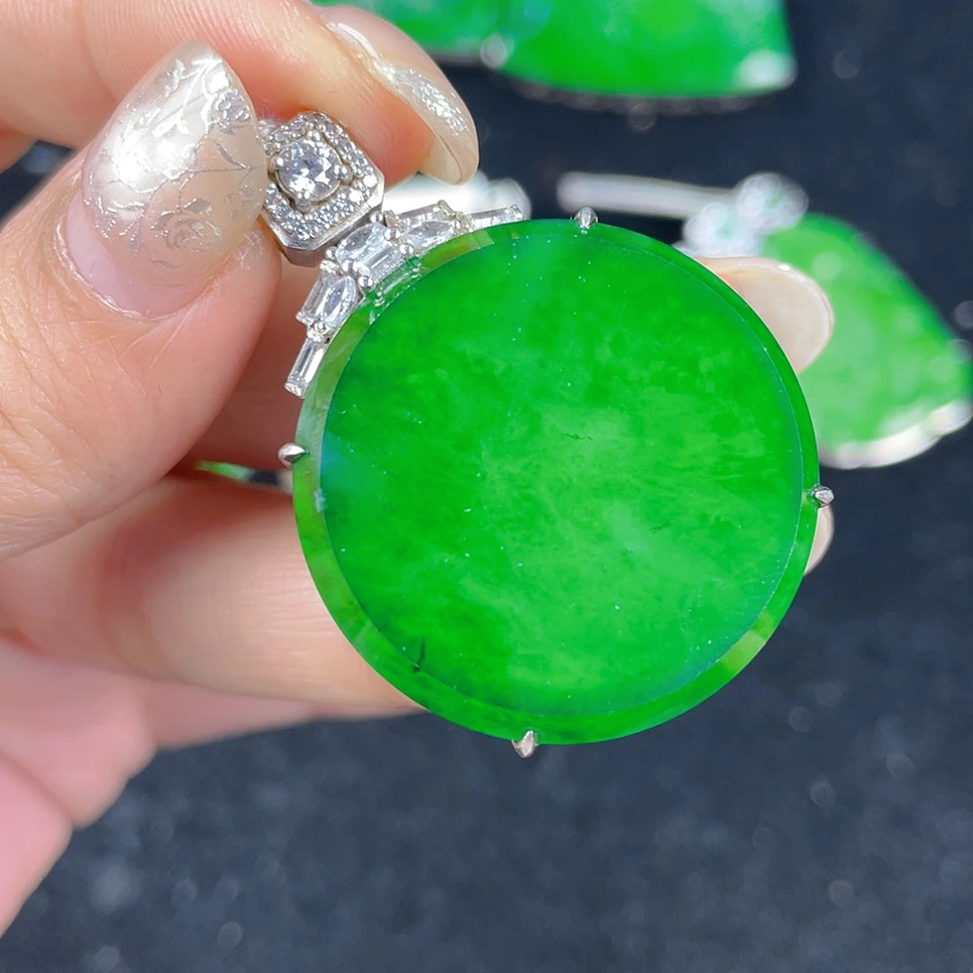 翡翠吊坠(不含链)银S925镶嵌