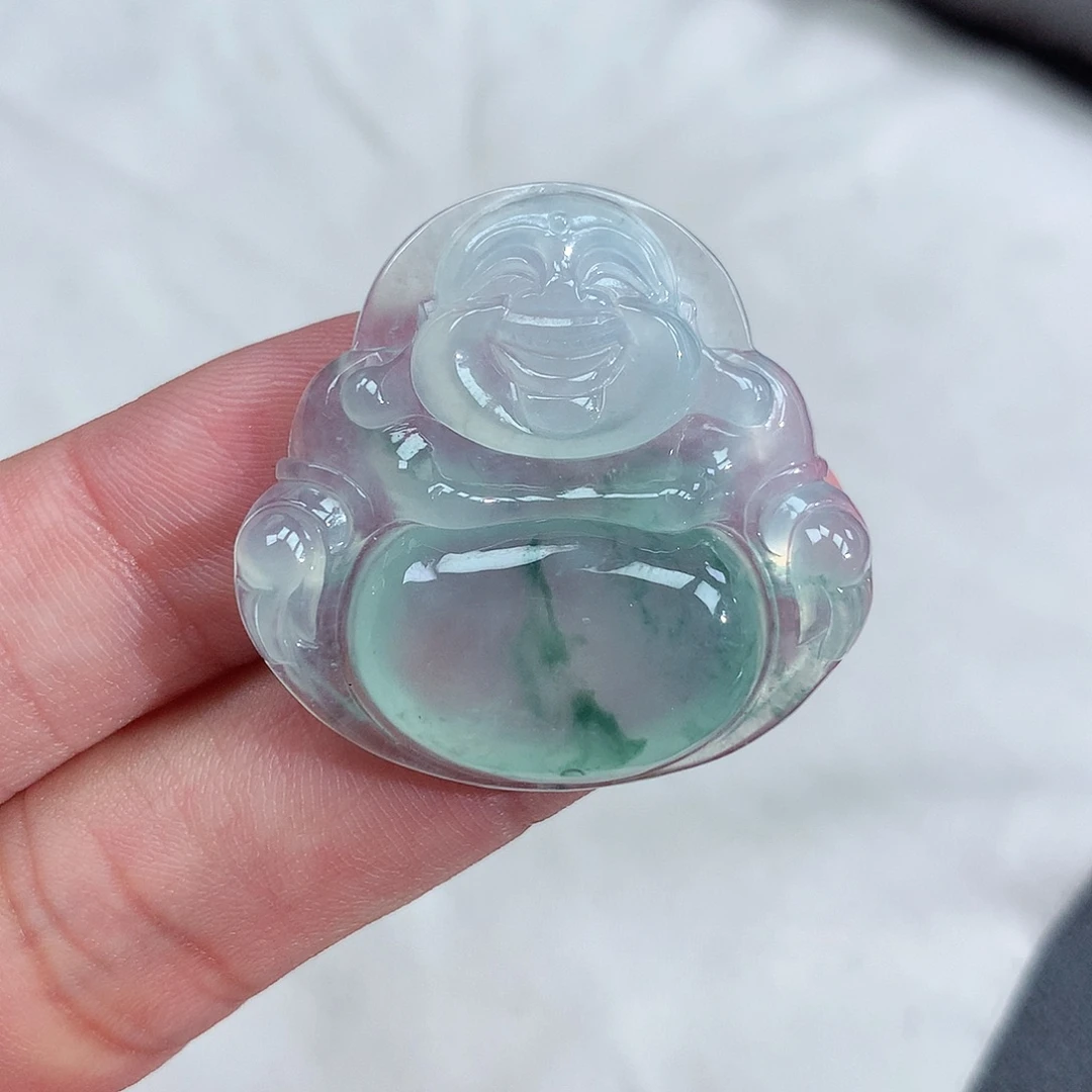 翡翠未镶嵌颈饰冰种飘花佛公