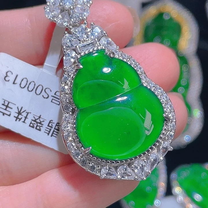 翡翠吊坠(不含链)银S925镶嵌