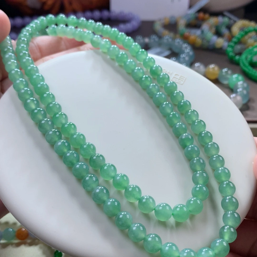 翡翠手链未镶嵌冰胶葡萄绿项链