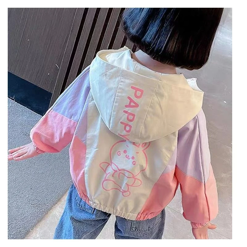 37075女童风衣外套春秋2025新款时髦洋气女宝宝连帽夹克儿童秋装