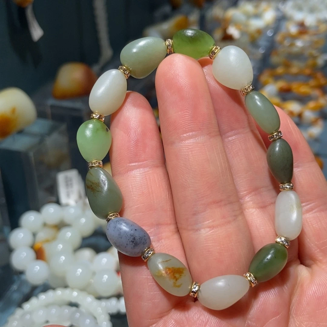 和田玉未镶嵌颈饰和田玉多宝串