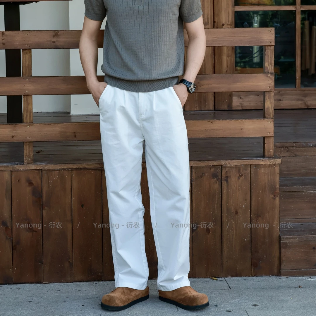 夏季高级感全棉极简宽松裤子男士直筒休闲裤轻奢痞帅男装薄款长裤
