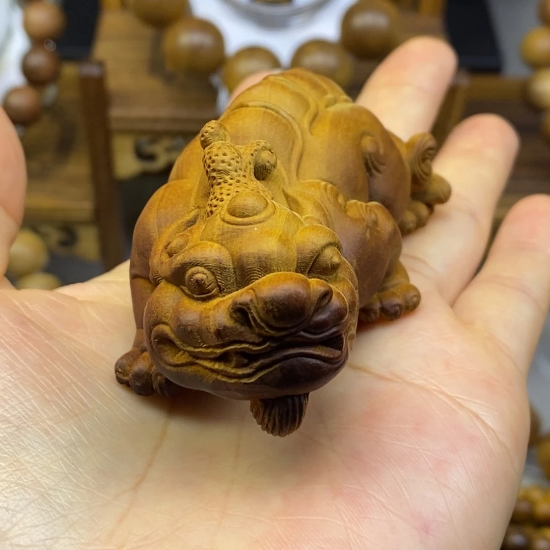 檀香木手串/手链山**逢老山檀黑肉貔貅手把件