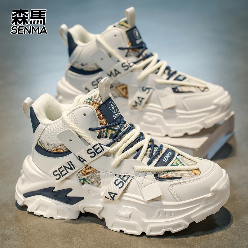 SENMA/森马男鞋秋季新款时尚潮流运动增高潮靴时尚高帮情侣马丁靴