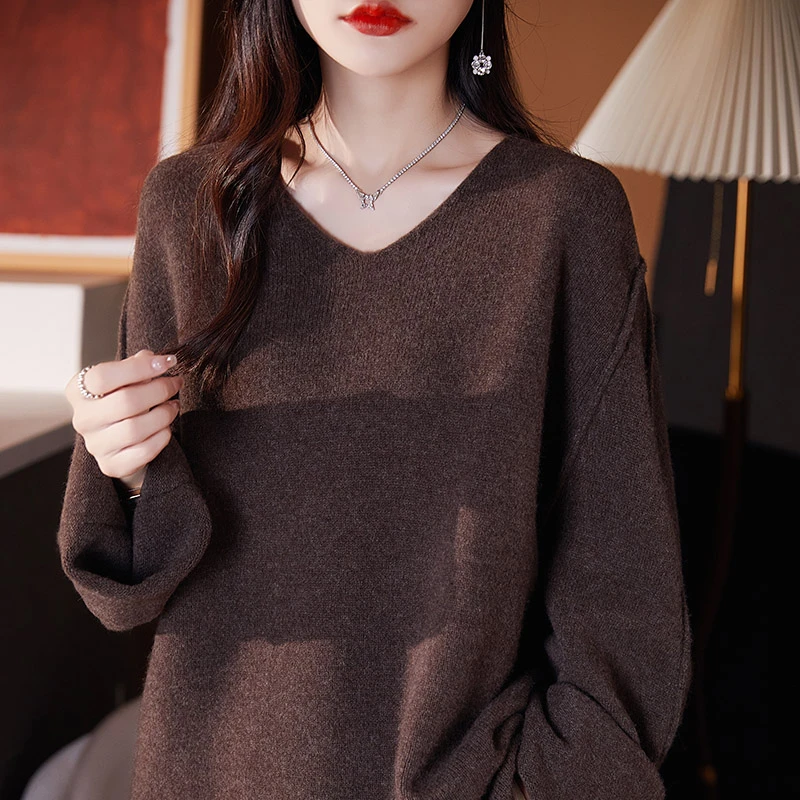 雅致斯文~秋冬新款长袖宽松版女士羊毛衫针织衫毛衣