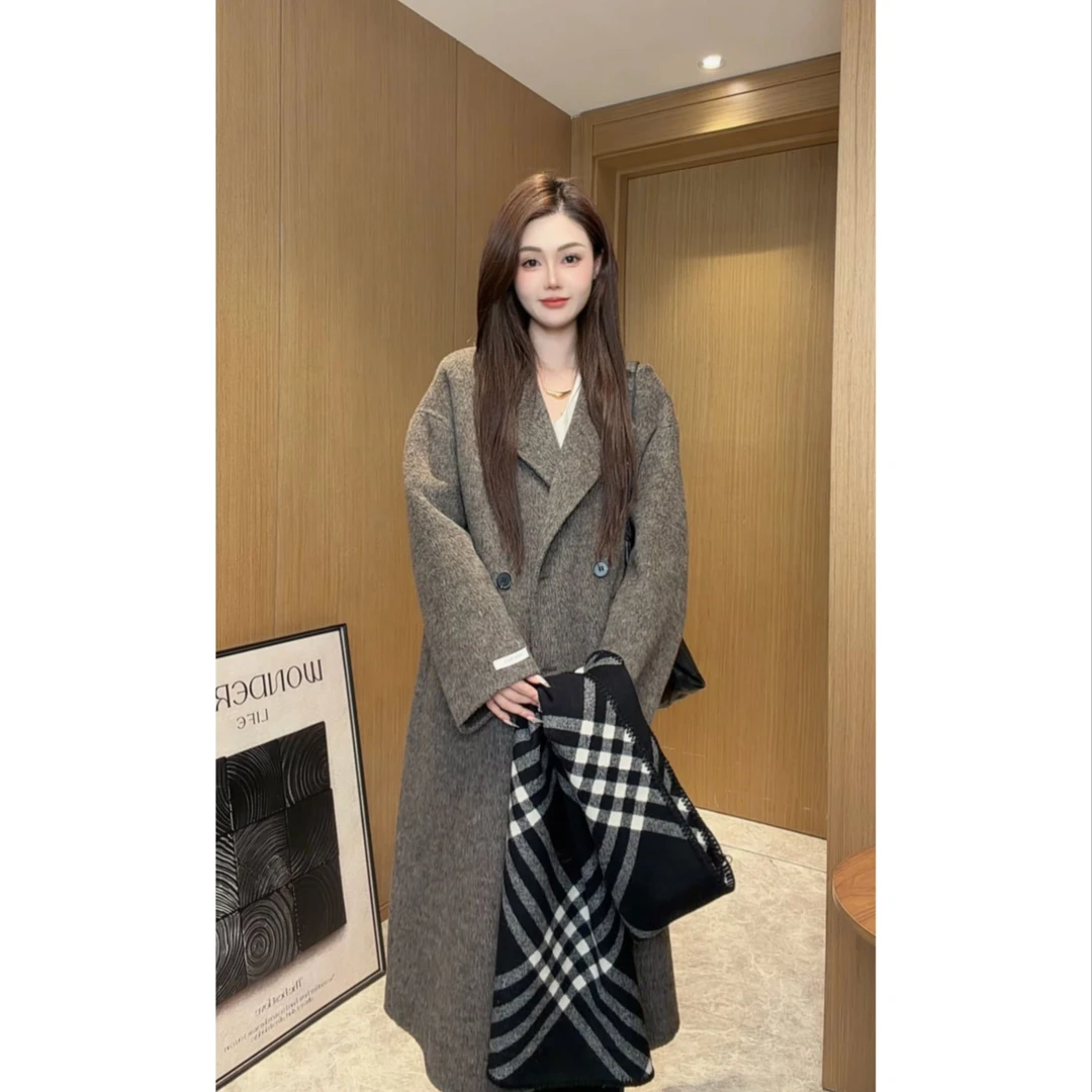 海盐玫瑰2025新款秋冬网红百搭新款时尚羊毛外套韩版双面羊毛大衣