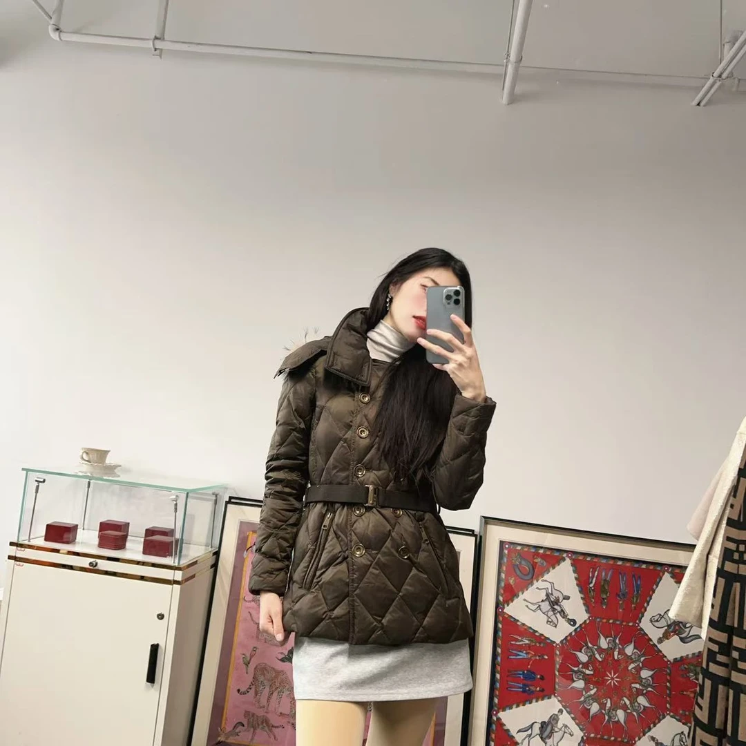 95新 BURBERRY/博柏利 麦殿/女士羽绒服XS码灰棕色/241219ZYTYQ06