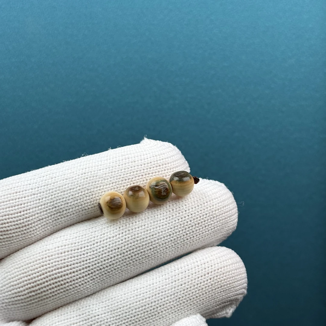 D91-61天然猛犸牙 蓝眼睛珠 7.5mm支持复检假一罚十