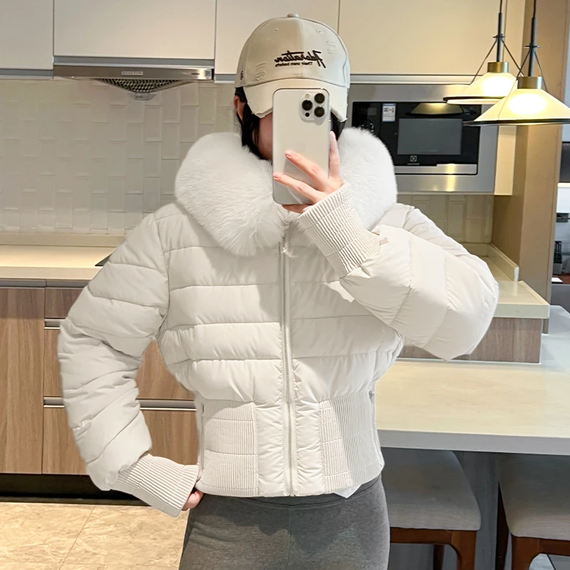 小蛮腰棉袄冬季2025新款时尚重工设计收腰短款连帽棉服女装小个子